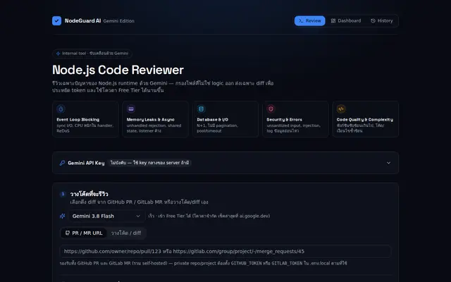 หน้าตาของ NodeGuard AI (Gemini Edition)
