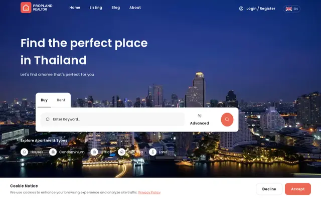 หน้าตาของ Propland Realtor บนจอคอม