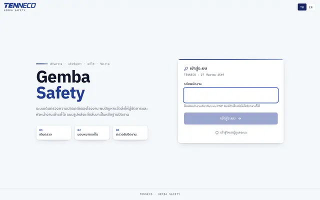 หน้าตาของ GEMBA SAFETY บนจอคอม