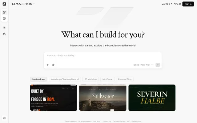 หน้าตาของ z.ai API